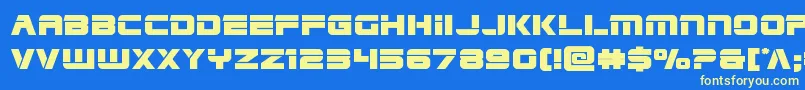Edgeracerexpand-Schriftart – Gelbe Schriften auf blauem Hintergrund