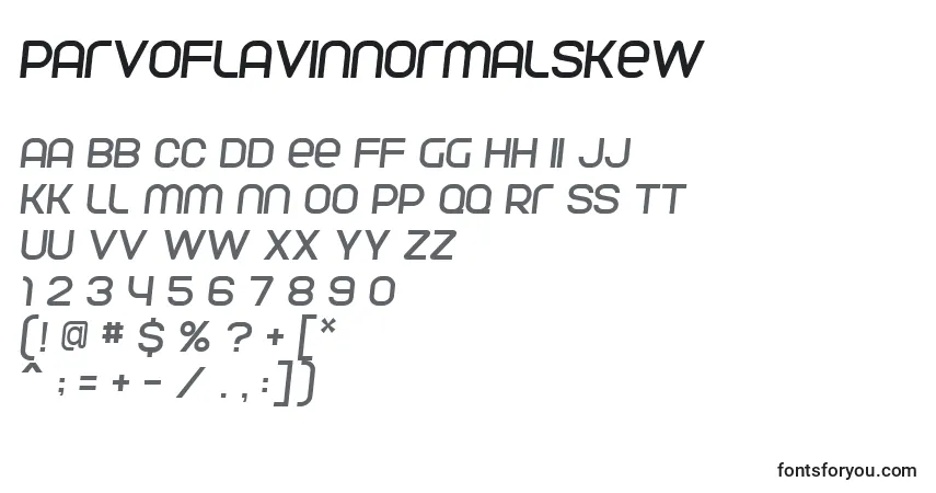 ParvoflavinNormalSkewフォント–アルファベット、数字、特殊文字