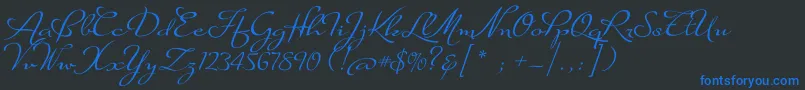 フォントSuaveScriptAlt – 黒い背景に青い文字