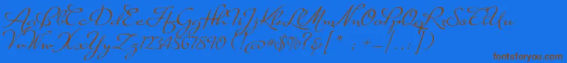 フォントSuaveScriptAlt – 茶色の文字が青い背景にあります。
