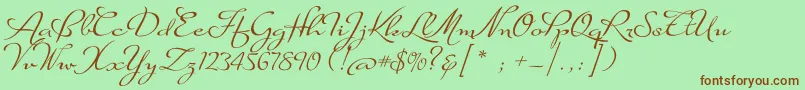 SuaveScriptAlt-Schriftart – Braune Schriften auf grünem Hintergrund