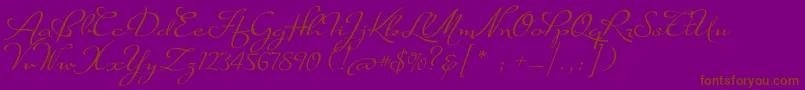 フォントSuaveScriptAlt – 紫色の背景に茶色のフォント