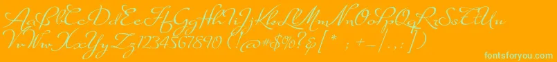 SuaveScriptAlt-fontti – vihreät fontit oranssilla taustalla