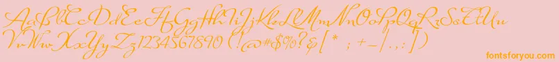 SuaveScriptAlt-Schriftart – Orangefarbene Schriften auf rosa Hintergrund