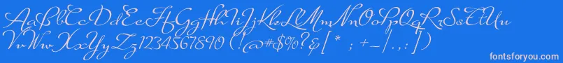 フォントSuaveScriptAlt – ピンクの文字、青い背景