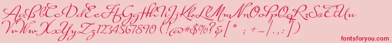 SuaveScriptAlt Font – Red Fonts on Pink Background