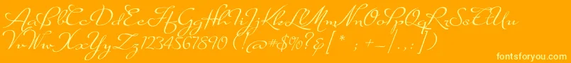 Czcionka SuaveScriptAlt – żółte czcionki na pomarańczowym tle