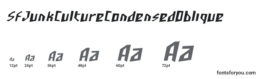 SfJunkCultureCondensedOblique Font Sizes
