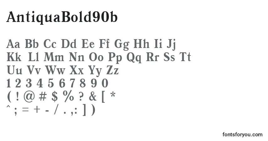 Czcionka AntiquaBold90b – alfabet, cyfry, specjalne znaki