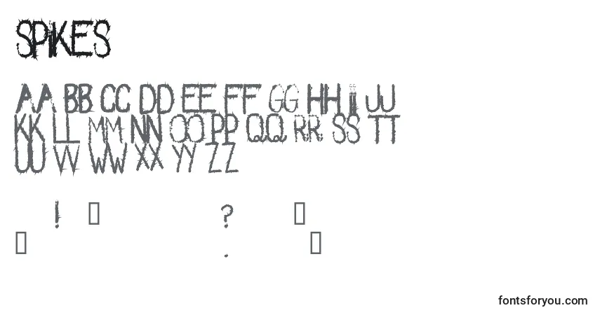 Czcionka Spikes2 – alfabet, cyfry, specjalne znaki