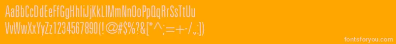UniversLt49LightUltraCondensed-Schriftart – Rosa Schriften auf orangefarbenem Hintergrund