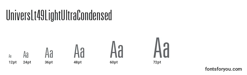UniversLt49LightUltraCondensed Font Sizes