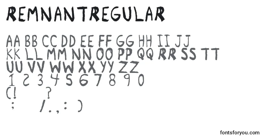 RemnantRegular Font – alphabet, numbers, special characters