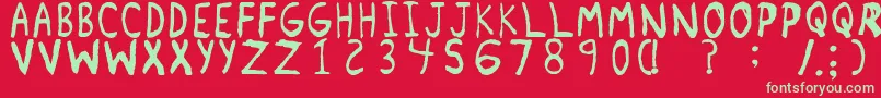 フォントRemnantRegular – 赤い背景に緑の文字