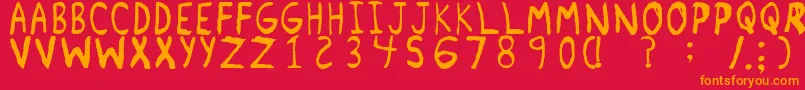 フォントRemnantRegular – 赤い背景にオレンジの文字