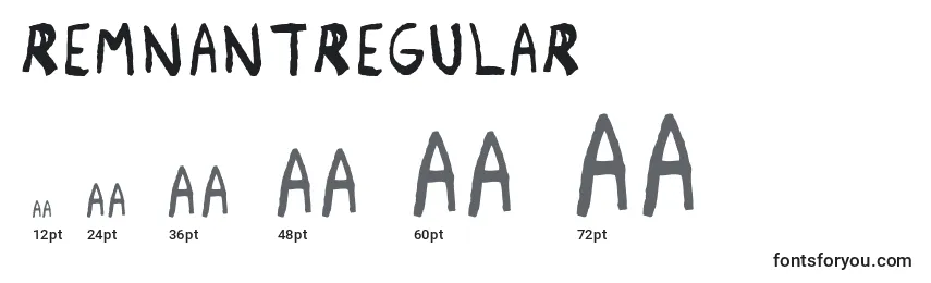 Размеры шрифта RemnantRegular