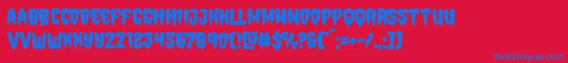 Hemogoblinmangle-Schriftart – Blaue Schriften auf rotem Hintergrund