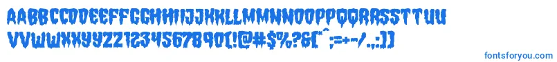 Hemogoblinmangle-Schriftart – Blaue Schriften auf weißem Hintergrund