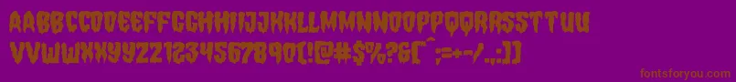 Hemogoblinmangle-Schriftart – Braune Schriften auf violettem Hintergrund