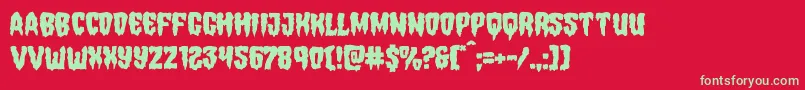 フォントHemogoblinmangle – 赤い背景に緑の文字