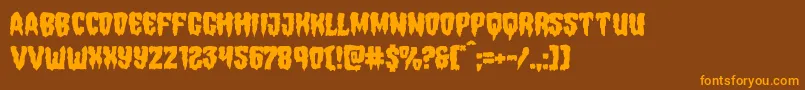 Hemogoblinmangle-Schriftart – Orangefarbene Schriften auf braunem Hintergrund