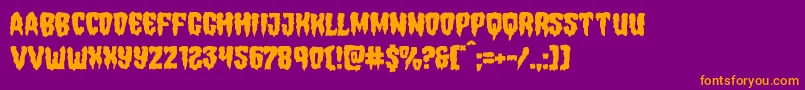 Hemogoblinmangle-Schriftart – Orangefarbene Schriften auf violettem Hintergrund