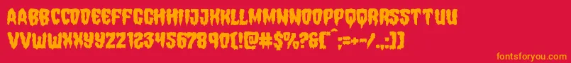 フォントHemogoblinmangle – 赤い背景にオレンジの文字