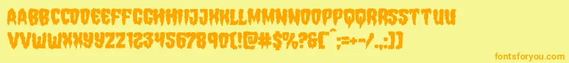 Hemogoblinmangle-Schriftart – Orangefarbene Schriften auf gelbem Hintergrund
