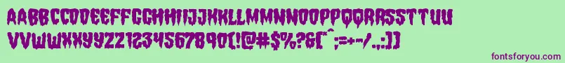 フォントHemogoblinmangle – 緑の背景に紫のフォント