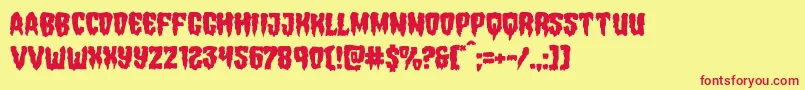 Hemogoblinmangle-Schriftart – Rote Schriften auf gelbem Hintergrund