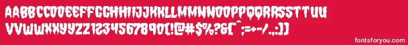 Hemogoblinmangle-Schriftart – Weiße Schriften auf rotem Hintergrund