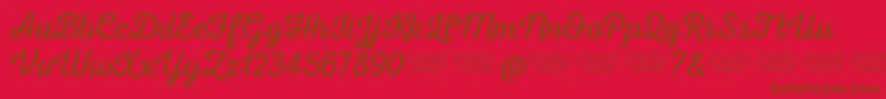 Nexarustscriptl0-Schriftart – Braune Schriften auf rotem Hintergrund