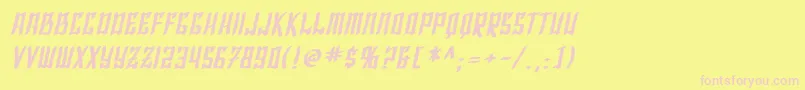 SfShaiFontaiBoldOblique-fontti – vaaleanpunaiset fontit keltaisella taustalla
