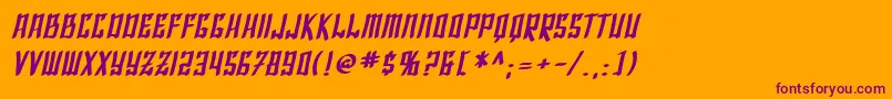 SfShaiFontaiBoldOblique-Schriftart – Violette Schriften auf orangefarbenem Hintergrund