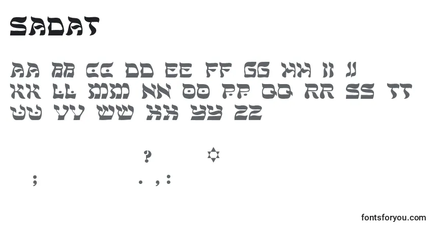 Czcionka Sadat – alfabet, cyfry, specjalne znaki
