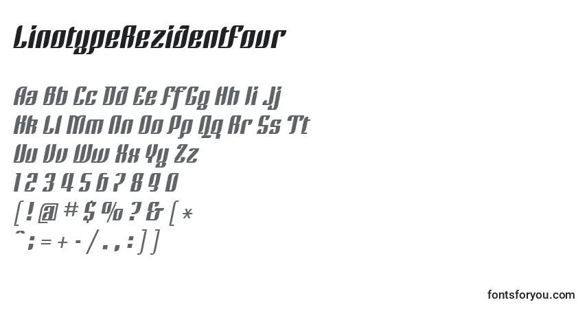 Schriftart LinotypeRezidentFour – Alphabet, Zahlen, spezielle Symbole