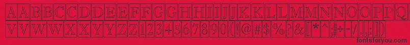 フォントAAntiquetitultrcmotl – 赤い背景に黒い文字