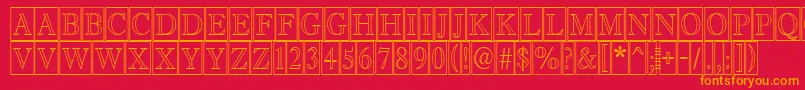 フォントAAntiquetitultrcmotl – 赤い背景にオレンジの文字