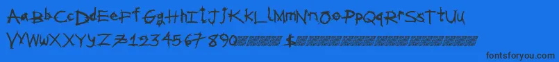 Metalshred-Schriftart – Schwarze Schriften auf blauem Hintergrund