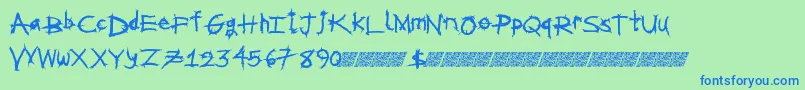 Metalshred-Schriftart – Blaue Schriften auf grünem Hintergrund