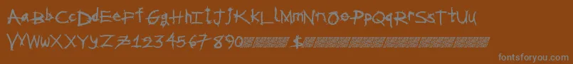 Weitere Informationen zur Metalshred-Schriftart Metalshred-Schriftart – Graue Schriften auf braunem Hintergrund