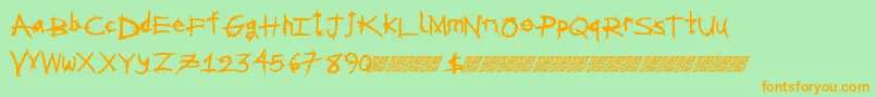 Metalshred-Schriftart – Orangefarbene Schriften auf grünem Hintergrund