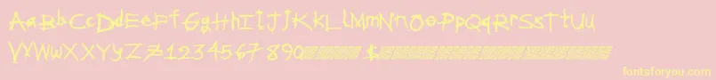 Metalshred-Schriftart – Gelbe Schriften auf rosa Hintergrund