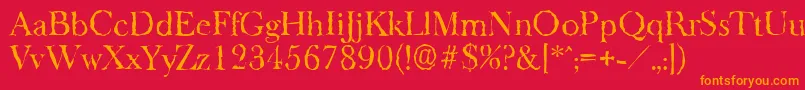 フォントBaskeroldrandomRegular – 赤い背景にオレンジの文字