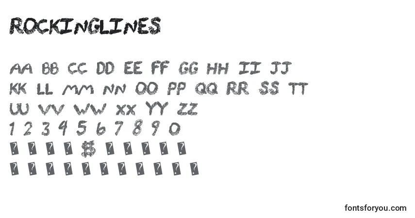 A fonte Rockinglines – alfabeto, números, caracteres especiais