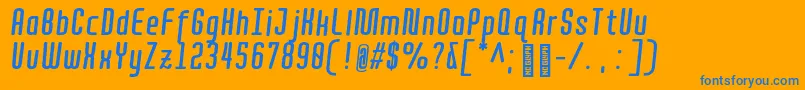 QuotaBolditaliccond. Font – Blue Fonts on Orange Background