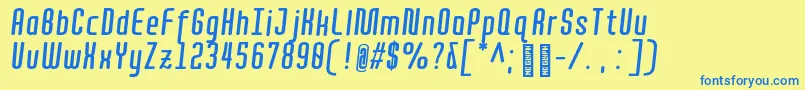 QuotaBolditaliccond. Font – Blue Fonts on Yellow Background