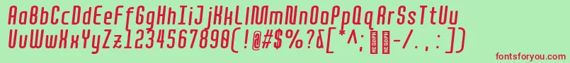 QuotaBolditaliccond. Font – Red Fonts on Green Background