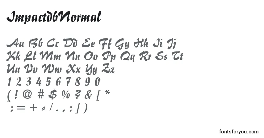 A fonte ImpactdbNormal – alfabeto, números, caracteres especiais