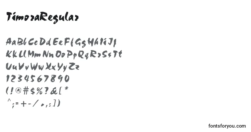 Schriftart TimoraRegular – Alphabet, Zahlen, spezielle Symbole